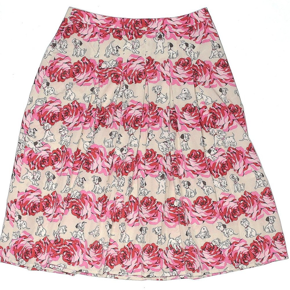 Disney x Cath Kidston skirt Collab Dalmatians Dogs Roses Pleats zipper Size UK 6